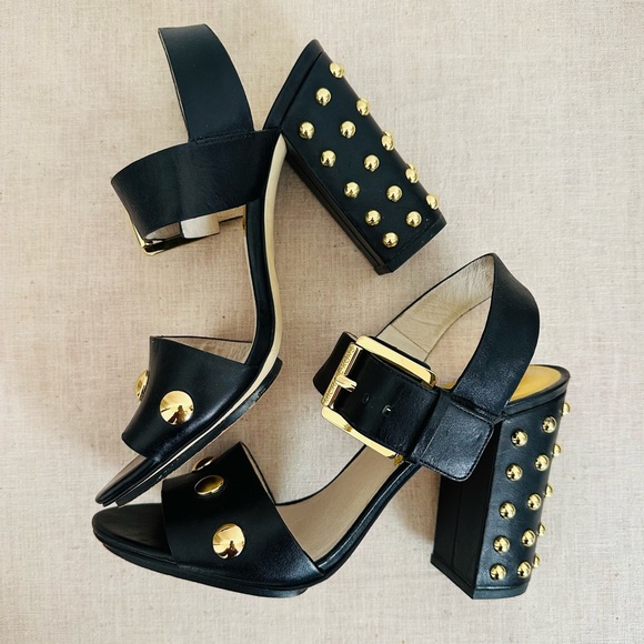 MICHAEL Michael Kors LINDEN Studded Chunky High Heel Sandals pumps - Picture 4 of 6